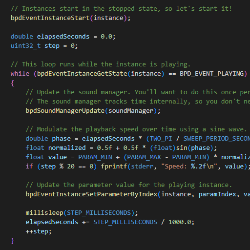 Source code from the basic sample program